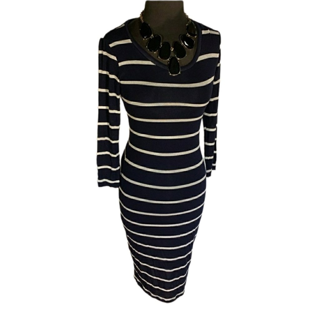 NWT Splendid Women's Nautical Stripe Tee Shirt Dress Navy Size Medium $140 X036